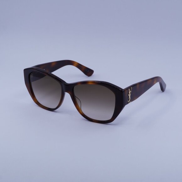 Saint Laurent SL M8 003 Sunglasses Havana Geometric Frame, Brown Lenses - Picture 4 of 10